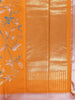 Orange Semi Banarasi Saree with Floral Motif on the body and Zari Border - Diadem