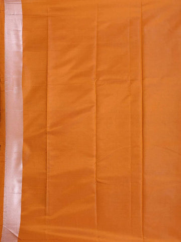 Orange Semi Banarasi Saree with Floral Motif on the body and Zari Border - Diadem
