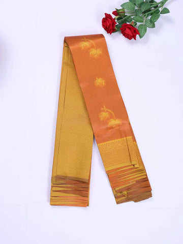 Mustard Orange Arani Silk Saree with Floral Motif on the body and Contrast Zari Border - Diadem