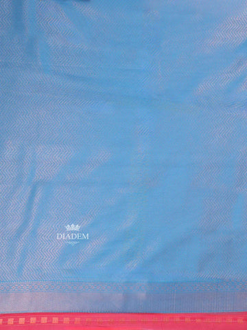 Peach Arani Silk Saree with Floral Motif on the body and Contrast Zari Border - Diadem