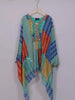 Turquoise Chiffon Palazzo Pant with Kaftan Top Adorned with Multicolor Prints - Diadem