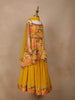 Chrome Yellow Georgette Lehenga Adorned with Floral Prints, Paired with Dupatta - Diadem