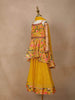 Chrome Yellow Georgette Lehenga Adorned with Floral Prints, Paired with Dupatta - Diadem