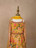 Chrome Yellow Georgette Lehenga Adorned with Floral Prints, Paired with Dupatta - Diadem