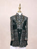 Dark Green Sherwani Adorned with Sequins and Fancy Design Attached with Pearls Mala - Diadem
