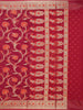 Red Pink Art Silk Saree with Vine Flower Design on the Body with Designed Border - Diadem