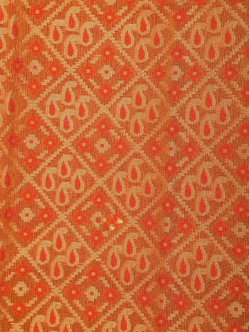 Orange Art Silk Saree with Checks and Paisley Design on the Body with Matching Border - Diadem