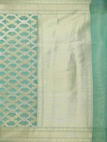 Light Green Art Silk Saree with Floral and Thread Design on the Body with Zari Border - Diadem