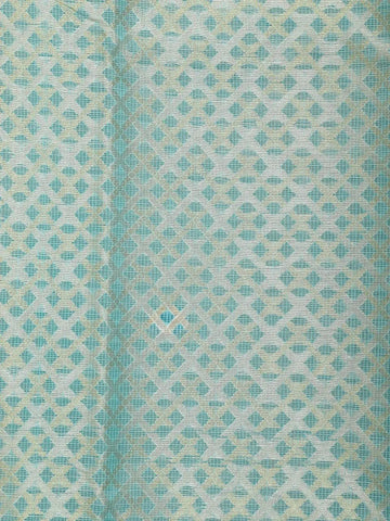 Teal Blue Art Silk Saree with Checks Design on the Body with Designed Zari Border - Diadem