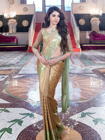 Green Pure Kanchipuram Tissue Silk Saree - Diadem