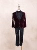 Burgundy Kids Coat Suit Plain Design Attached with Bow - Diadem