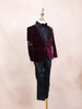 Burgundy Kids Coat Suit Plain Design Attached with Bow - Diadem