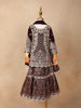 Wine Velvet Lehenga Embellished with Stones and Threadwork, Paired with Dupatta - Diadem
