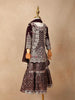 Wine Velvet Lehenga Embellished with Stones and Threadwork, Paired with Dupatta - Diadem