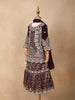 Wine Velvet Lehenga Embellished with Stones and Threadwork, Paired with Dupatta - Diadem