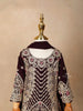 Wine Velvet Lehenga Embellished with Stones and Threadwork, Paired with Dupatta - Diadem