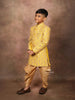 Mustard Yellow Silk Sherwani Set with Embroidery Floral Design - Diadem