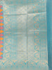 Teal Blue Semi Banarasi Saree with Fancy Design on the Body with Zari Border - Diadem