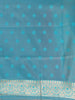 Teal Blue Semi Banarasi Saree with Fancy Design on the Body with Zari Border - Diadem