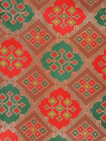 Green Semi Banarasi Saree with Fancy Design on the Body with Zari Border - Diadem