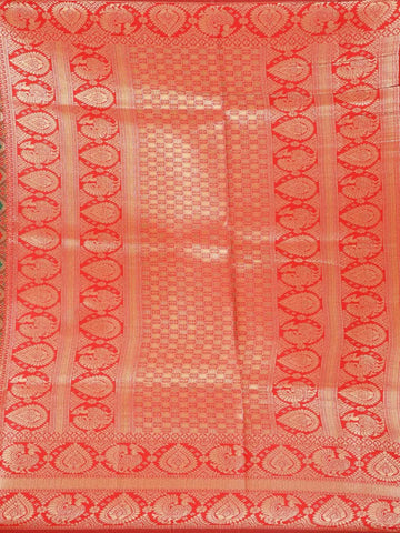 Green Semi Banarasi Saree with Fancy Design on the Body with Zari Border - Diadem