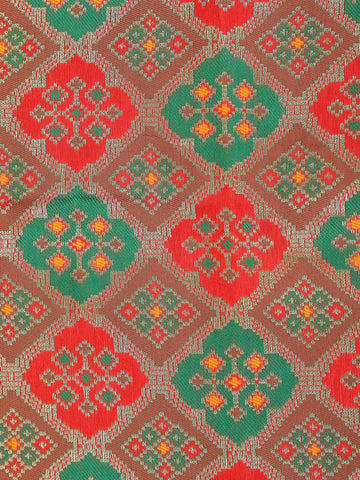 Green Semi Banarasi Saree with Fancy Designs on the Body and Zari Border - Diadem