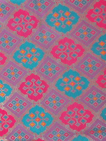 Violet Semi Banarasi Saree with Geometric Design on the Body with Designed Border - Diadem