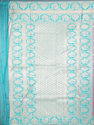 Violet Semi Banarasi Saree with Geometric Design on the Body with Designed Border - Diadem