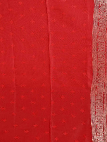 Maroon Semi Banarasi Saree with Geometric and Animal Design on the Body with Border - Diadem
