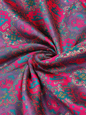 Blue Semi Banarasi Saree with Geometric and Animal Design on the Body with Zari Border - Diadem