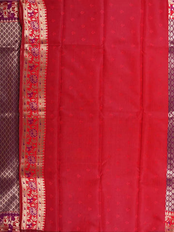 Violet Art Silk Saree with Small Floral Grid Design on the Body with Contrast Designed Border - Diadem