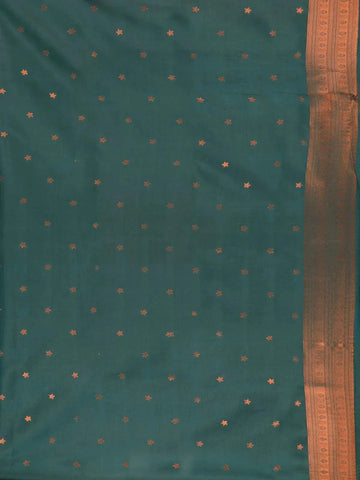 Red Art Silk Saree with Leaf Jacquard on the Body with Contrast Zari Border - Diadem