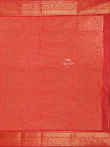 Sandal Semi Tussar Silk Saree with Floral Design on the Body with Contrast Zari Border - Diadem