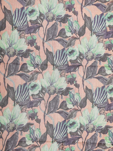 Light Pink Semi Tussar Silk Saree with Floral Design on the Body with Zari Border - Diadem