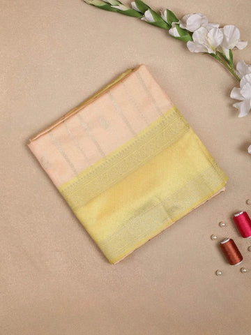 Peach Semi Tussar Silk Saree with Pineapple and Stripes Design on the Body with Zari Border - Diadem