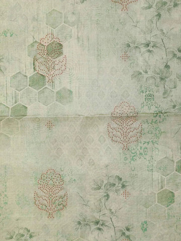 Light Green Semi Tussar Silk Saree with Floral Design on the Body with Designed Border - Diadem