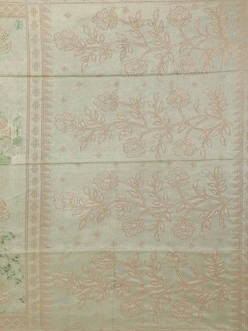 Light Green Semi Tussar Silk Saree with Floral Design on the Body with Designed Border - Diadem
