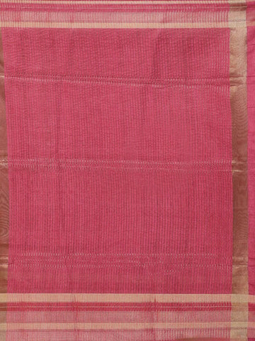 Peach Semi Tussar Silk Saree with Floral Design on the Body with Contrast Border - Diadem