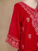 Red Floral Designed Velvet Co Ord Salwar Suit - Diadem