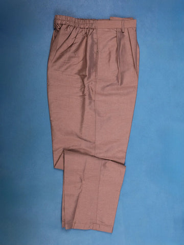 Cocoa Brown Floral Embroidered Brocade Kurta Pyjama - Diadem