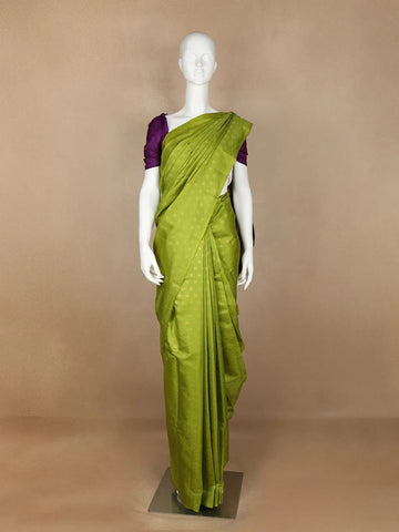 Leaf Green Floral Design Pure Kanchipuram Silk Saree - Diadem