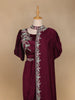 Wine Floral Designed Crepe Sharara Salwar Suit - Diadem