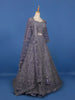 Lavender Floral Embroidered Design Net Bridal Lehenga - Diadem