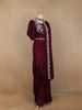 Wine Floral Designed Crepe Sharara Salwar Suit - Diadem