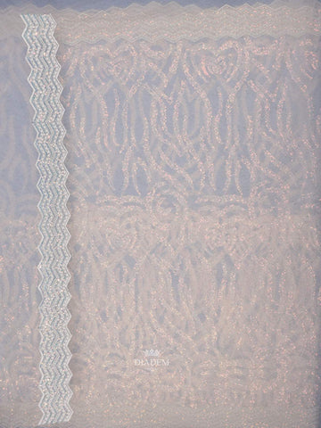 White Net Bridal Saree with Sequins Floral Design on the Body with Designed Border - Diadem