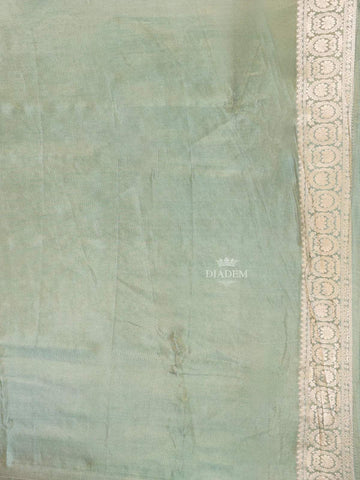 Aqua Blue Banarasi Saree with Floral Design on the Body with Designed Border - Diadem