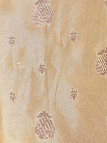 Sandal Banarasi Saree with Flower Design on the Body with Zari Border - Diadem