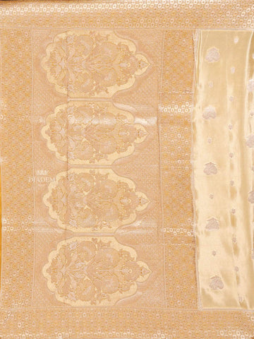 Sandal Banarasi Saree with Flower Design on the Body with Zari Border - Diadem