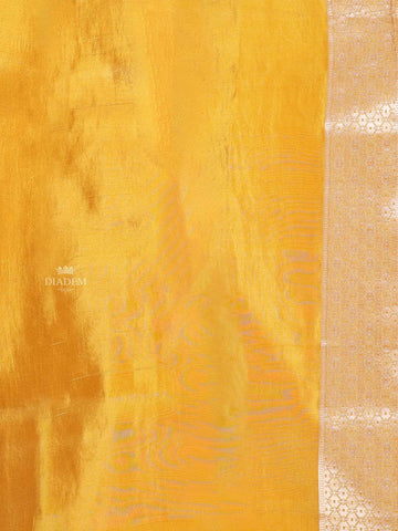 Sandal Banarasi Saree with Flower Design on the Body with Zari Border - Diadem