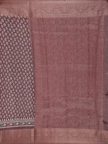 Wine Chanderi Silk Saree with Small Flower Motifs on the Body with Matching Border - Diadem